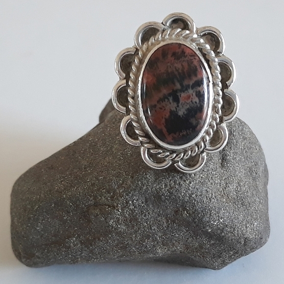 Vintage Navajo Petrified Wood Silver Ring Size 5.25 Unsigned - Picture 1 of 10